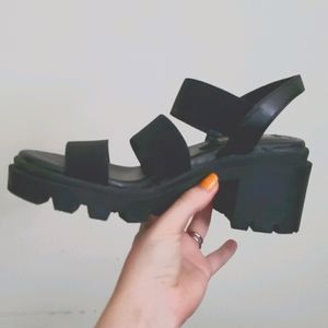 Black platform sandals from Steve Madden